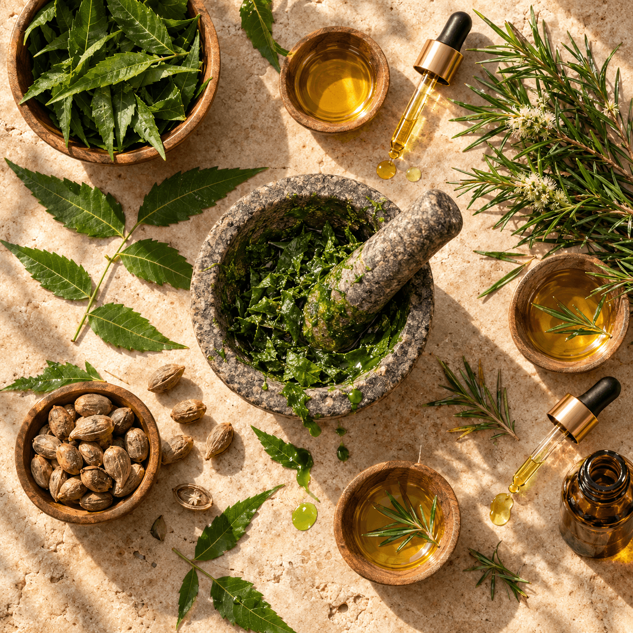 Australian tea tree vs organic neem botanical skincare comparison